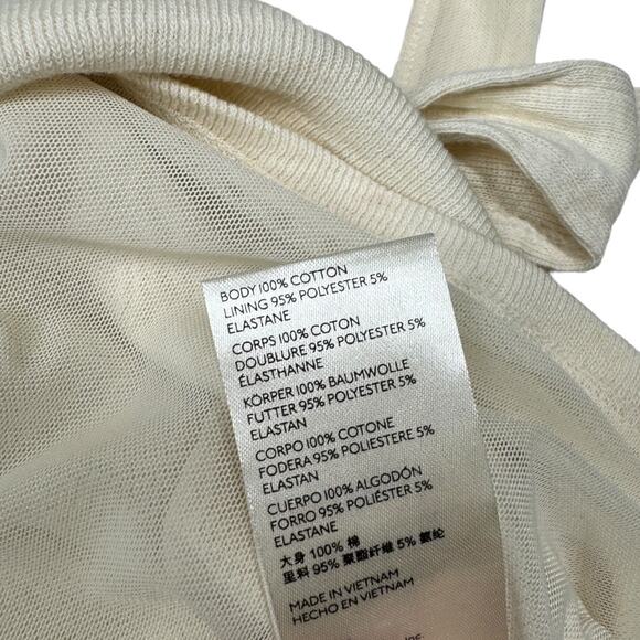 Free People Boulevard Tank Large New Ivory Ruched Tie Shoulder Top Boho Classic - Picture 8 of 8